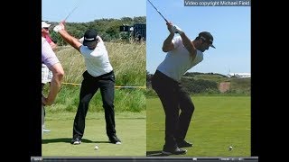 Jon Rahm golf swing  Long Iron faceon amp downtheline July 2017 [upl. by Eichman]