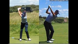 Justin Thomas golf swing  Long Iron faceon amp downtheline July 2017 [upl. by Nnaharas]