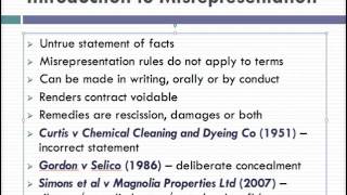 Misrepresentation Lecture 1 of 4 [upl. by Abocaj890]