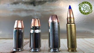 9mm vs 357 Sig vs 10mm vs 57x28mm vs Ballistic Gel [upl. by Sacrod503]